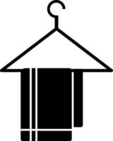 black and white icon of hanging towel in flat style. vector