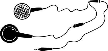 Earphone in Black and white color. Glyph icon or symbol. vector