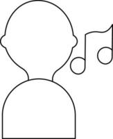 Human With Music Note Icon In Thin Line Art. vector