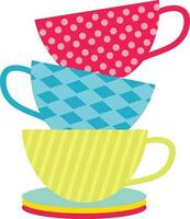 Colourful cups and plates icon in flat style. vector