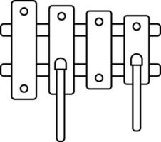 Flat Style Of Xylophone Icon in Line Art. vector
