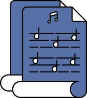 Music Script Icon In Blue And White Color. vector