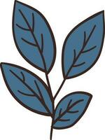 Slate Blue Leaves Icon In Flat Style. vector