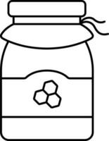 Isolated Honey Jar Icon In Black Outline Style. vector