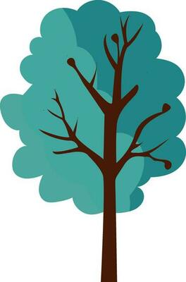 Isolated Tree Icon In Blue And Red Color.