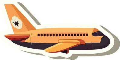 Orange And Purple Airplane Icon In Sticker Style. vector