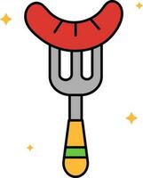 Flat Sausage With Fork Spoon Colorful Icon. vector