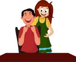 Flat illustration of girl and boy. vector