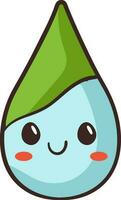 Green And Turquoise Cartoon Water Drop Character Icon In Flat Style. vector