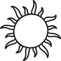 Black Thin Line Art Of Sun Icon Or Symbol. vector