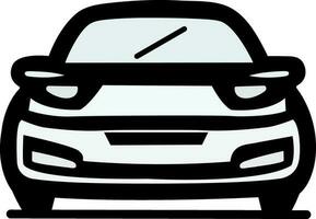 Front View of Car Icon In Black And White Color. vector