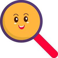 Flat Magnifying Glass Cartoon Character Over White Background. vector