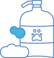 Animal Soap Bottle Icon in Blue Line Art. vector