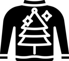 black and white Color Xmas Printed Sweater Icon In Flat Style. vector