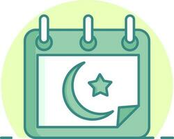 Crescent Moon with Star on Calendar icon or symbol. vector