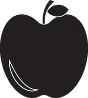 Apple with leaf in black color. vector