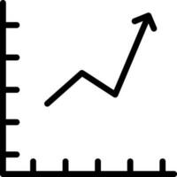 Graph chart with Wavy Arrow icon in black line art. vector