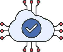 Cloud Computing Icon In Blue And Red Color. vector