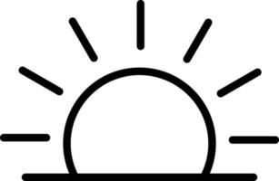 Sunset or Sunrise icon in thin line art. vector