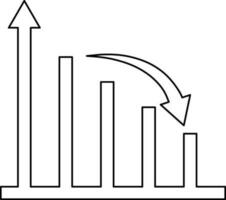 Illustration of growing graph with arrow. vector