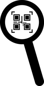 Magnifyied QR code icon or symbol. vector