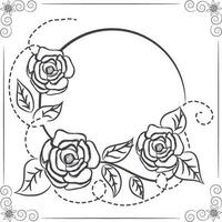 Floral frame with rose flowers. vector