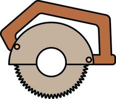 Circular Saw Icon In Brown Color. vector