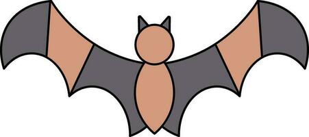 Bat Icon Or Symbol In Brown And Gray Color. vector