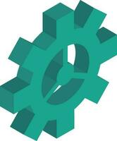 3D isometric of gear icon in green color. vector