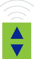 Blue wifi signal with green button. vector