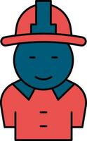 Firefighter Icon In Red And Blue Color. vector