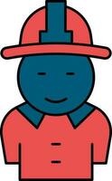 Firefighter Icon In Red And Blue Color. vector