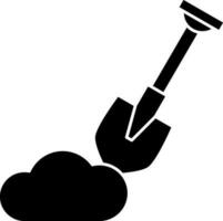 Shovel With Soil Icon In black and white Color. vector