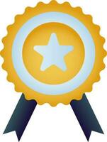 Star Badge Ribbon Icon In Blue And Golden Color. vector