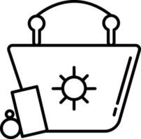 Line Art Picnic Basket icon in Flat Style. vector