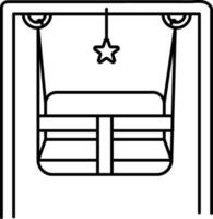 Baby Swing Icon In Black Line Art. vector