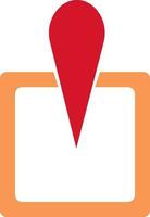 Orange and red placeholder on map paper. vector