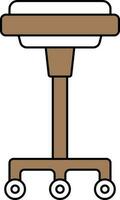 Flat Style Wheel Stool Icon In Brown And White Color. vector