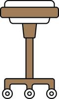 Flat Style Wheel Stool Icon In Brown And White Color. vector