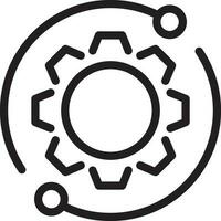 Black line art of cogwheel icon. vector