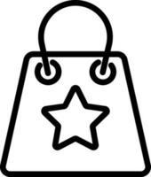 Star on carry bag line art icon in flat style. vector