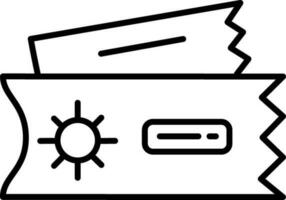 Line Art Summer Ticket Icon in Flat Style. vector