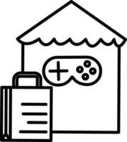 Line Art Game Shop or Store Icon in Flat Style. vector