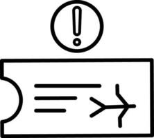 Warning for Air Flight Ticket Icon in Black Line Art. vector