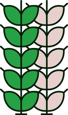 Wheat Or Barley Plant Icon In Green And Pink Color.