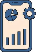 Peach And Blue Color Data Analysis Setup In Smartphone Icon. vector