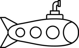 Submarine Icon In Thin Line Art. vector