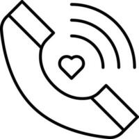 Love Phone Icon In Black Line Art. vector