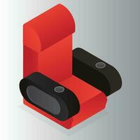 Realistic armchair in red and black color. vector