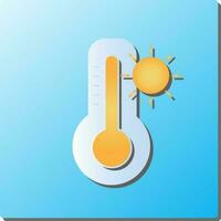 Orange And White Paper High Temperature Icon On Blue Square Background. vector